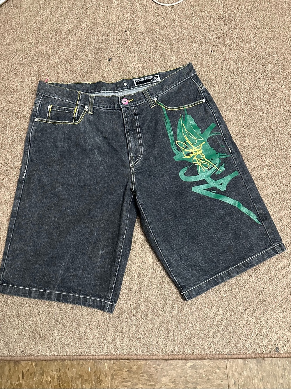 Y2K ENYCE Dark Indigo Embroidered Baggy Jeans Size 40